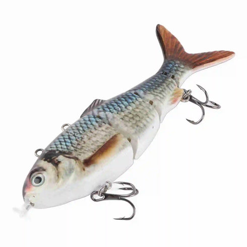 Robotic Swimming Lure Multi Jointed Rechargeable Electric Fishing Lure with Green LED Light